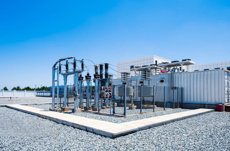 Power transformer substation serving an industrial facility