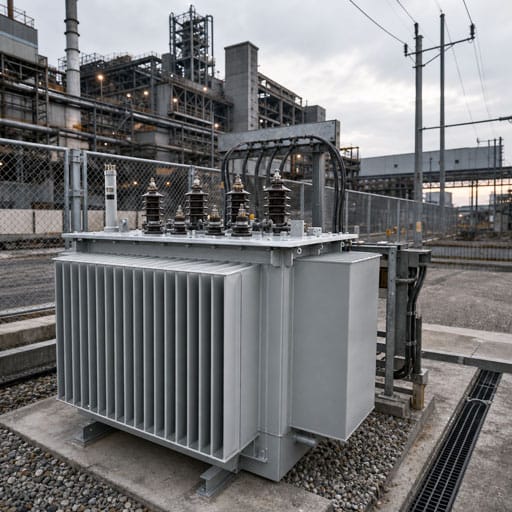 Oil-immersed power transformer supplying an industrial facility
