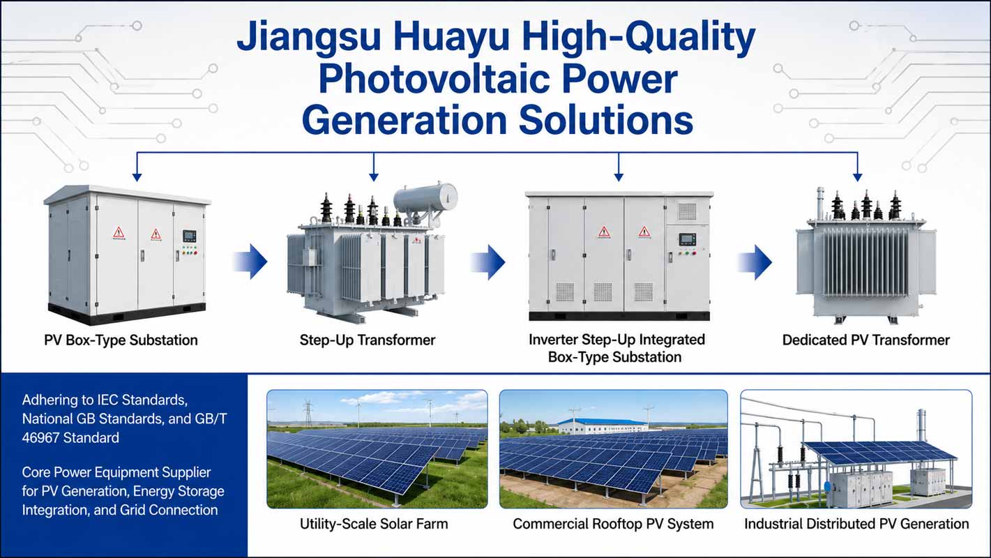 Solar PV power solution with step-up transformers and box-type substations